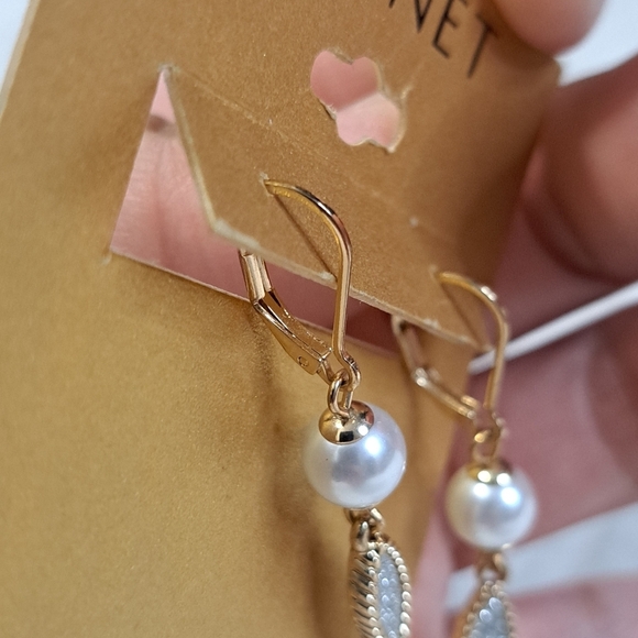 Monet Jewelry Linear Womens Simulated Pearl Drop Earrings - Picture 2 of 3